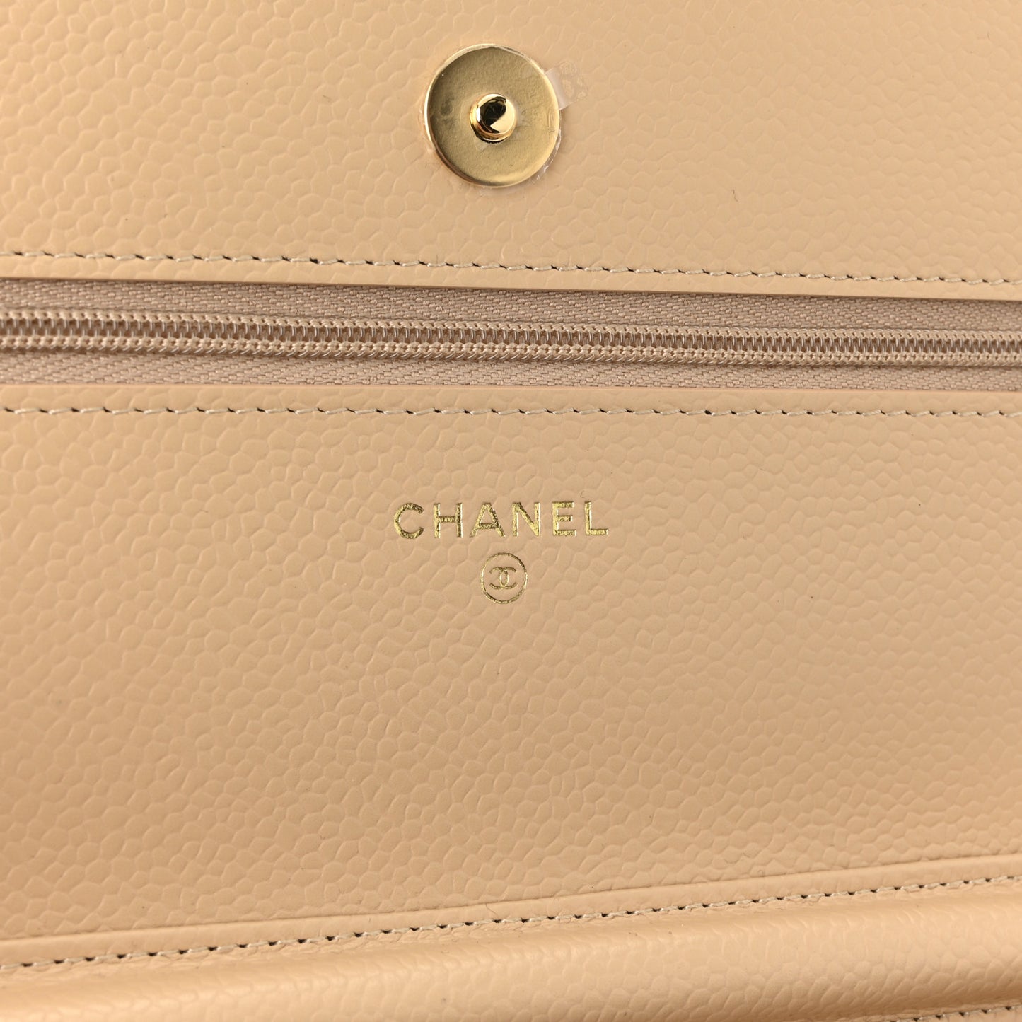 Caviar Quilted Wallet on Chain WOC Beige