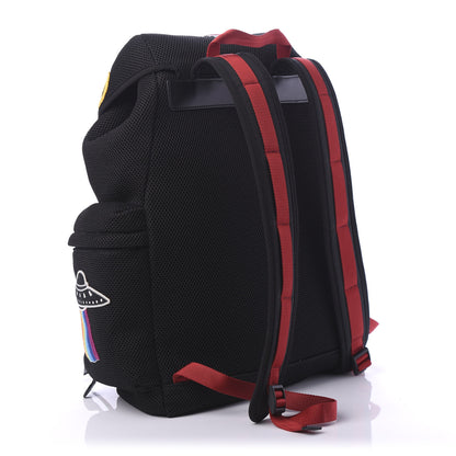 Gucci Mesh Web Hollywood Embroidered Double Buckle Backpack Black 2 of 9