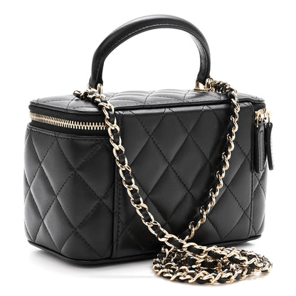 Chanel Lambskin Quilted Small Top Handle Vanity Case With Chain Black 3 of 12