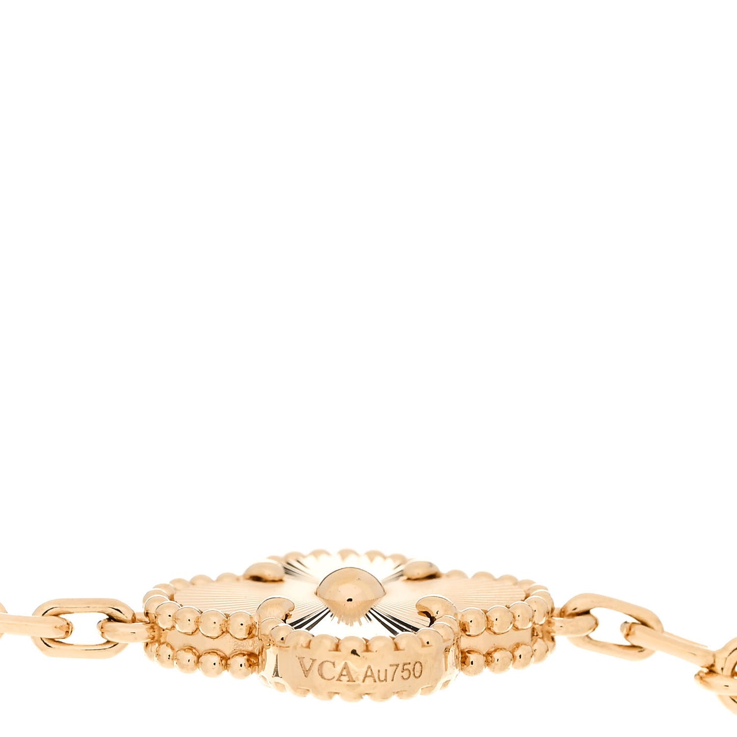 18K Yellow Gold 5 Motifs Guilloche Vintage Alhambra Bracelet