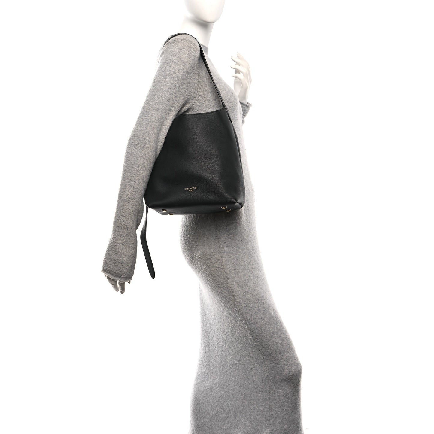 Grained Calfskin Low Key Hobo PM Black