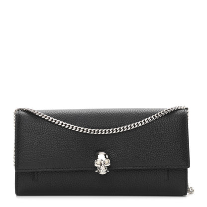 Alexander McQueen Pebbled Calfskin Skull Wallet on Chain Black 1 of 11