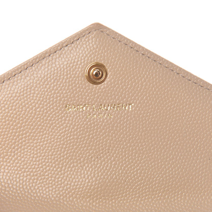 Saint Laurent Grain De Poudre Matelasse Chevron Small Monogram Envelope Wallet Nude Powder 6 of 13