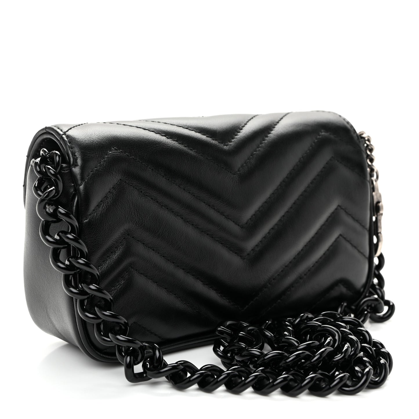Calfskin Matelasse Monochrome GG Marmont Chain Belt Bag Black