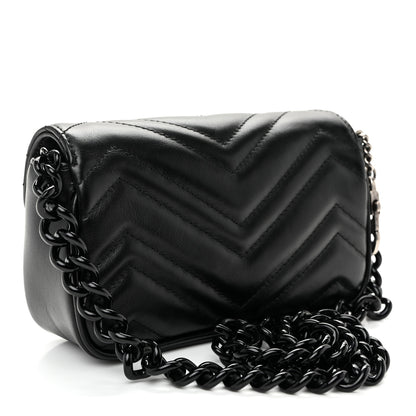 Gucci Calfskin Matelasse Monochrome GG Marmont Chain Belt Bag Black 3 of 10