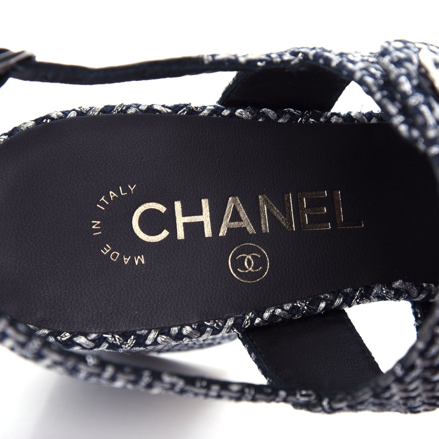 Tweed Lambskin CC Turnlock Sandals 38 Grey Silver Black