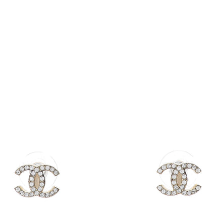 Chanel Crystal Timeless CC Earrings Gold 1 of 6