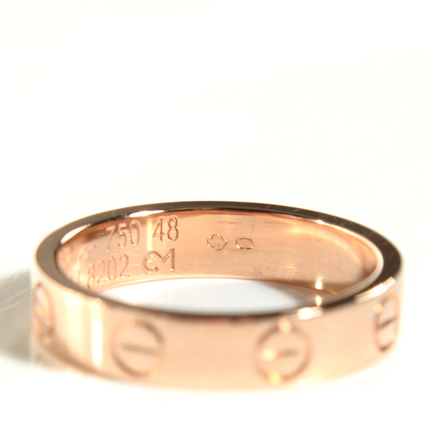 18K Pink Gold 4mm LOVE Wedding Band Ring 48 4.5