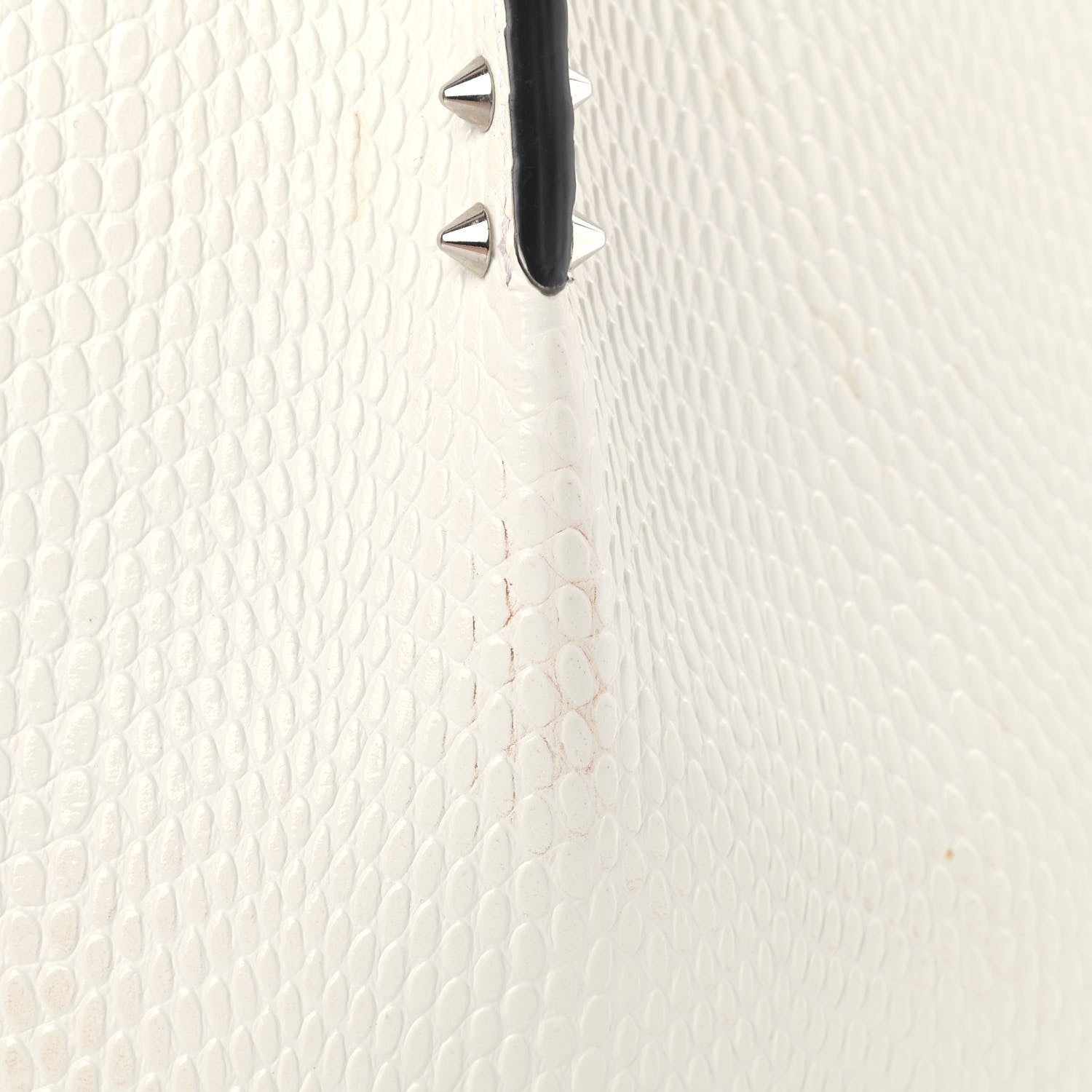 Christian Louboutin Calfskin Lizard Embossed Spikes East West Cabata Tote White 8 of 8