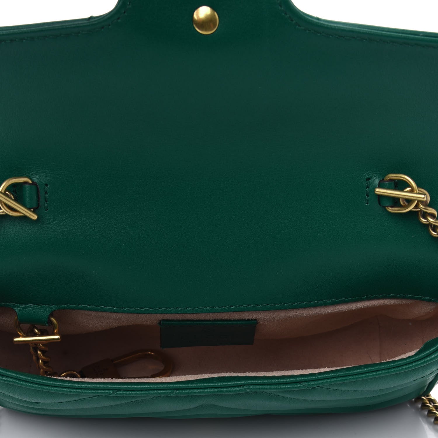 Gucci Calfskin Matelasse Super Mini GG Marmont Shoulder Bag Emerald Green 4 of 5