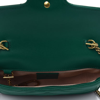 Gucci Calfskin Matelasse Super Mini GG Marmont Shoulder Bag Emerald Green 4 of 5