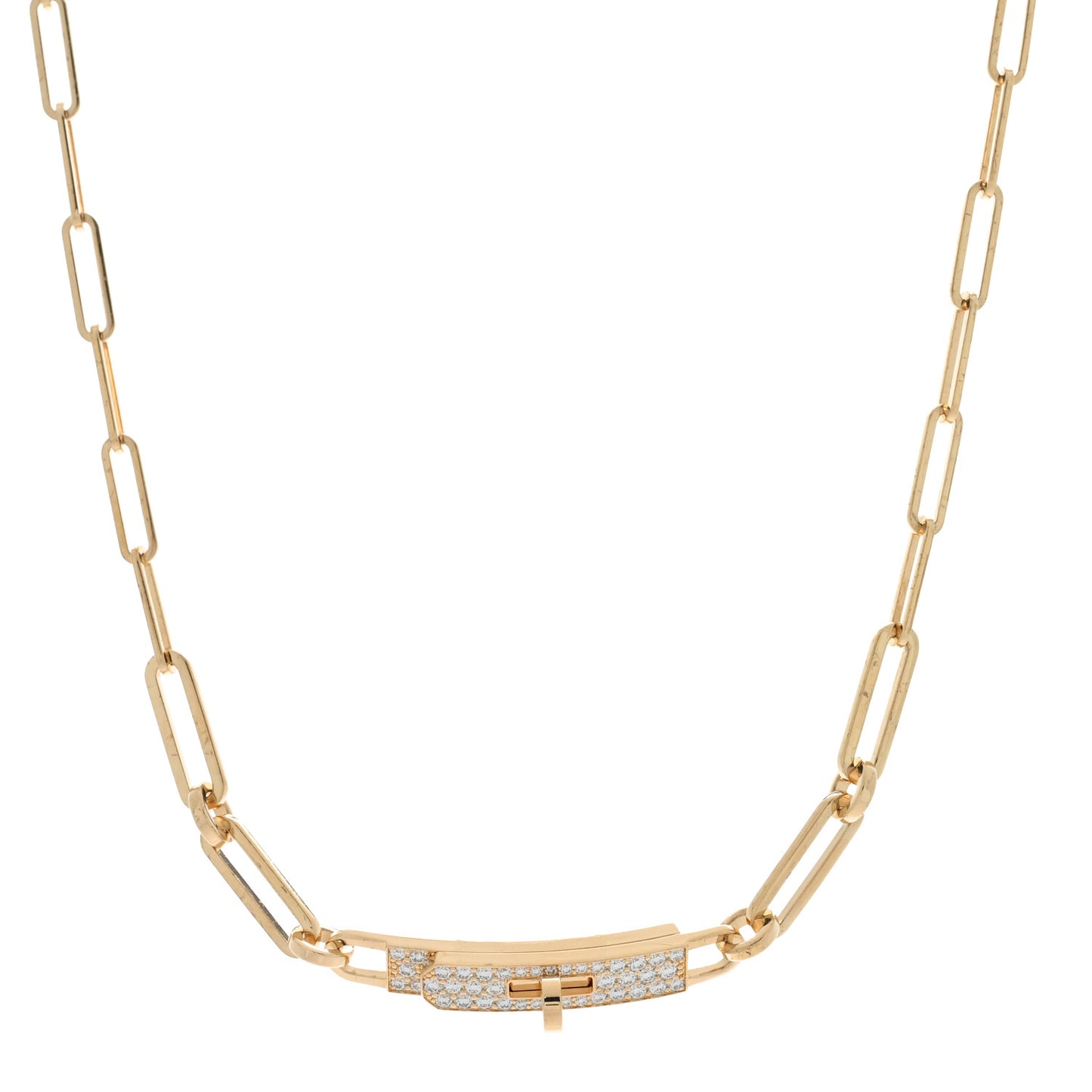 18K Rose Gold Diamond Pave Kelly Chaine Choker Necklace