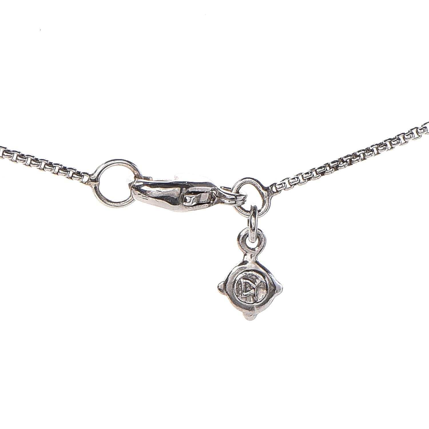David Yurman Sterling Silver Diamond Crossover Circle Pendant Necklace 6 of 6