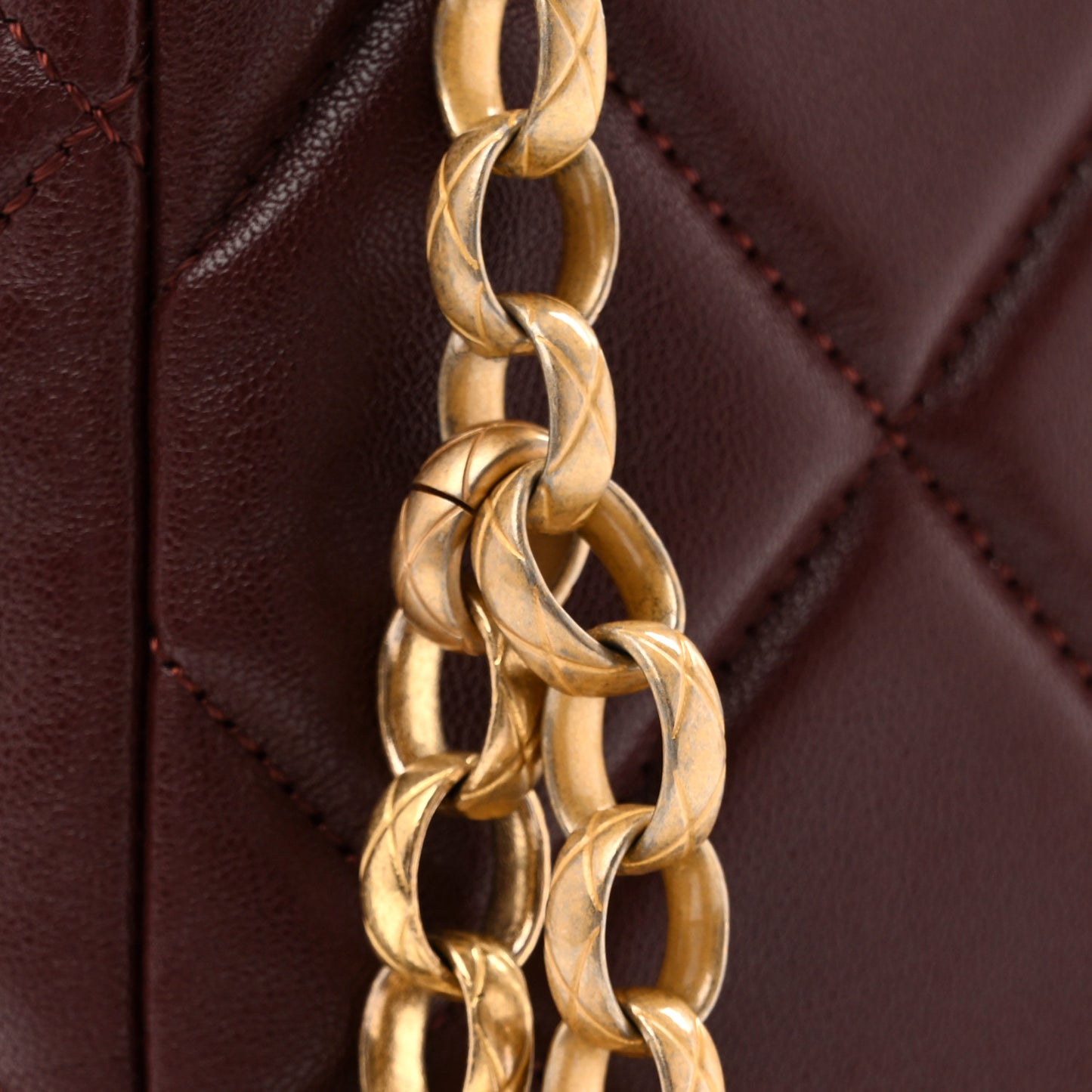 Lambskin Quilted Mini Logo Square Flap Burgundy