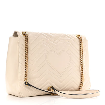 Gucci Calfskin Matelasse Large GG Marmont Shoulder Bag Mystic White 3 of 13
