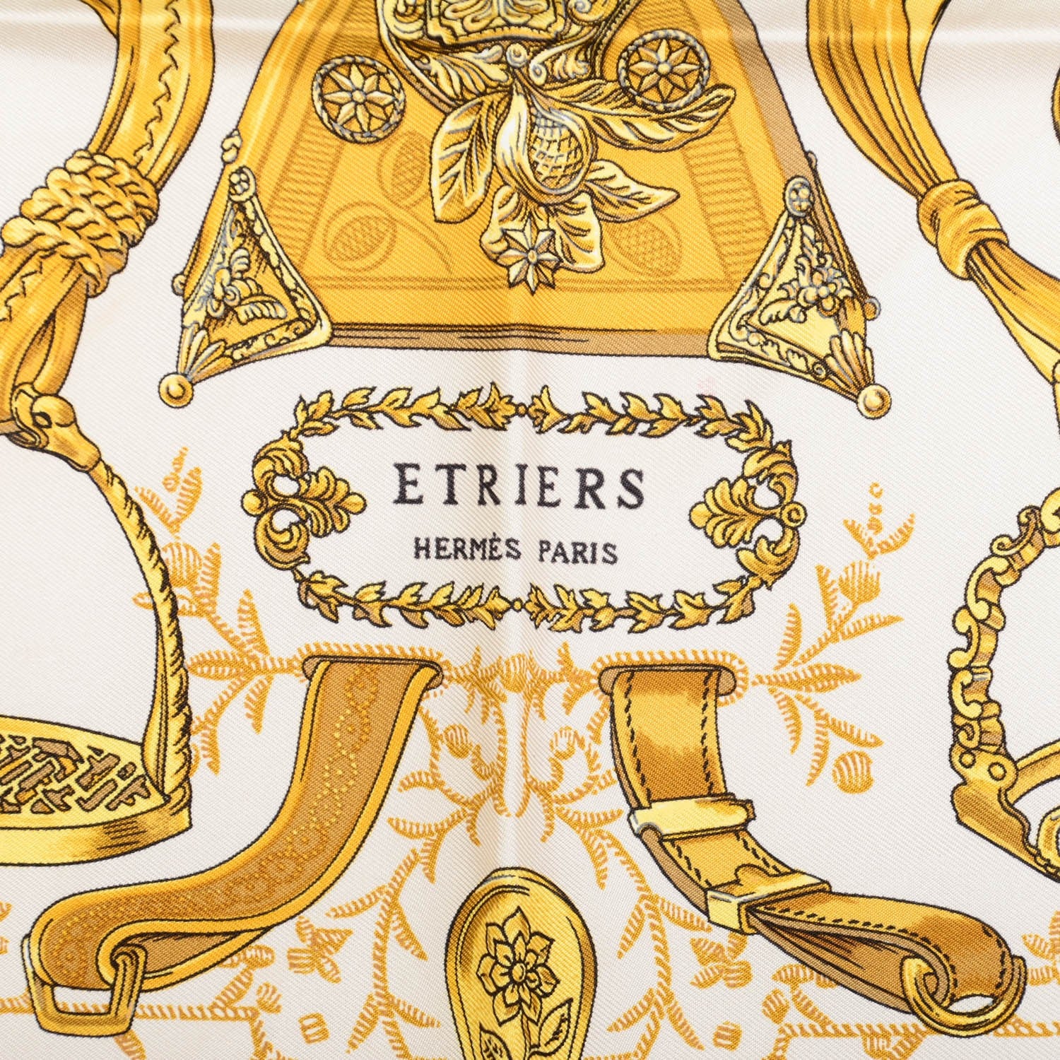 Hermes Silk Etriers Stirrups Pocket Square Scarf 3 of 5