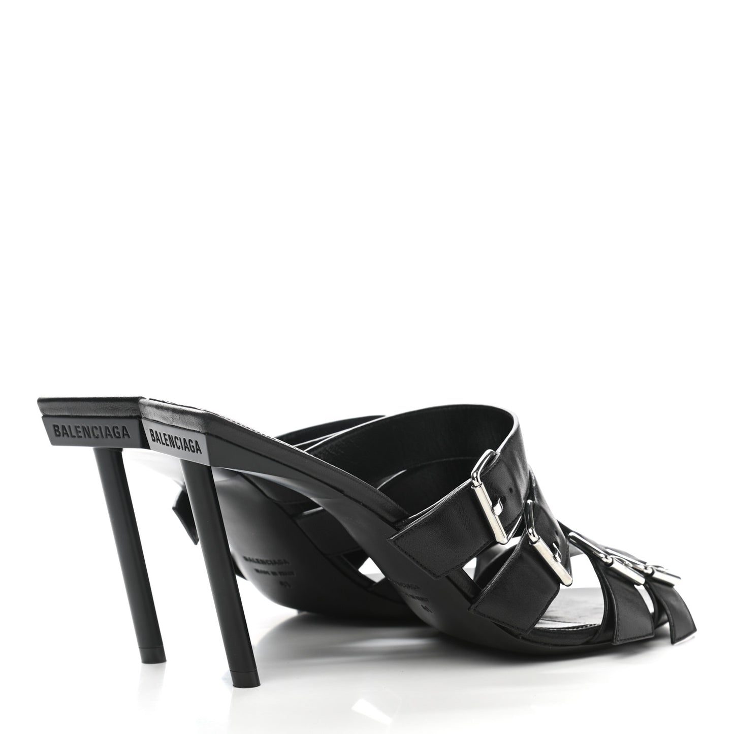 Shiny Sheepskin Bluckle K 80mm Sandals 41 Black