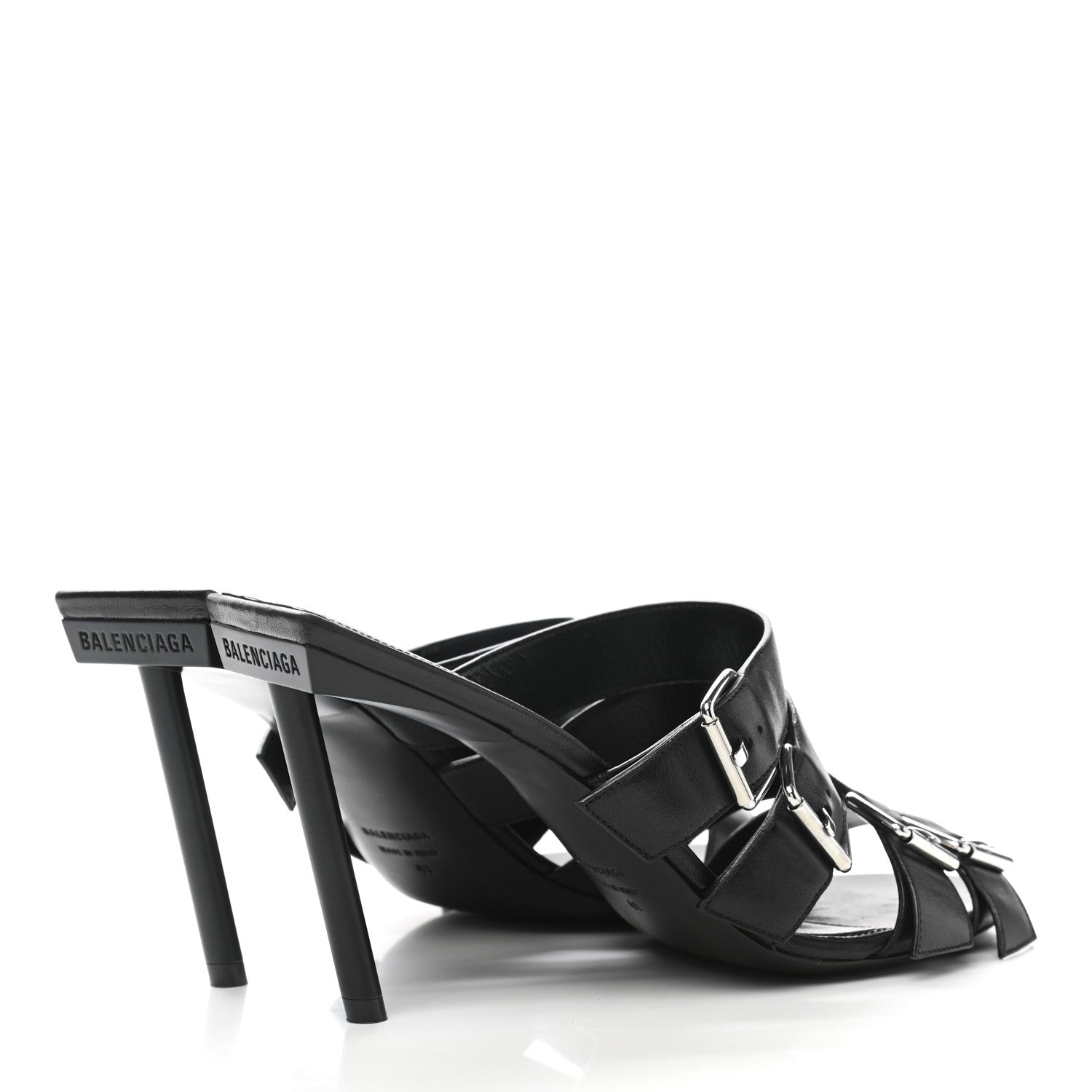 Balenciaga Shiny Sheepskin Bluckle K 80mm Sandals 41 Black 4 of 10