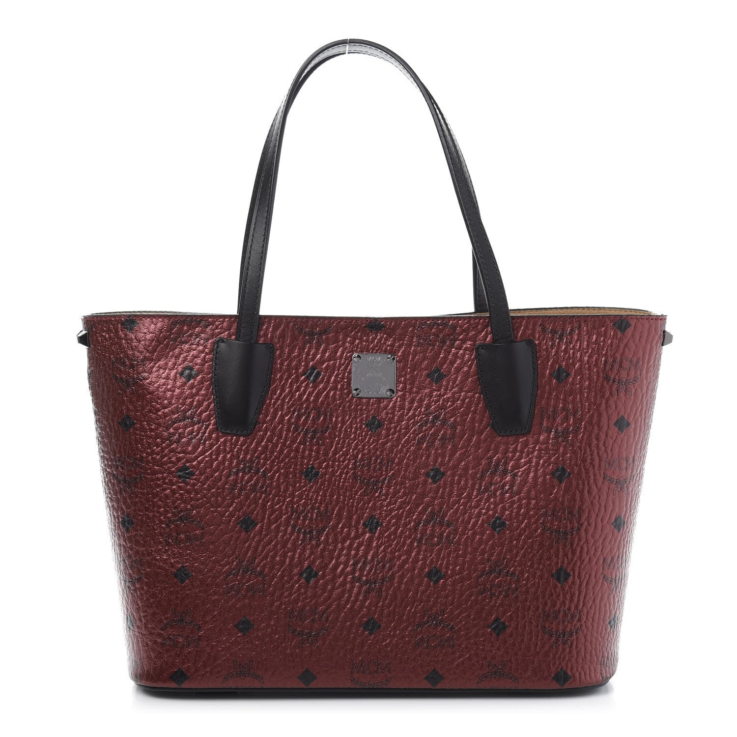 MCM Metallic Visetos Shopper Tote Scooter Red 1 of 8