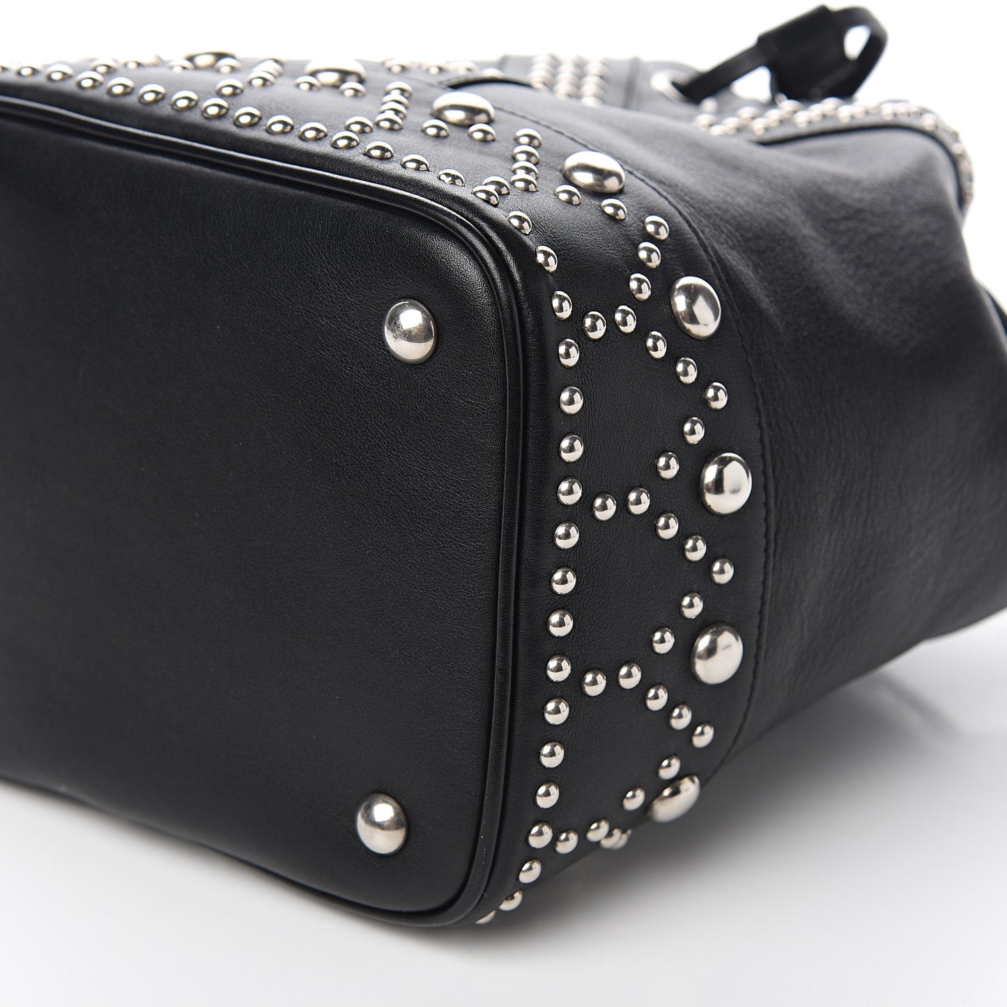 Calfskin Small Y Studs Bucket Bag Black
