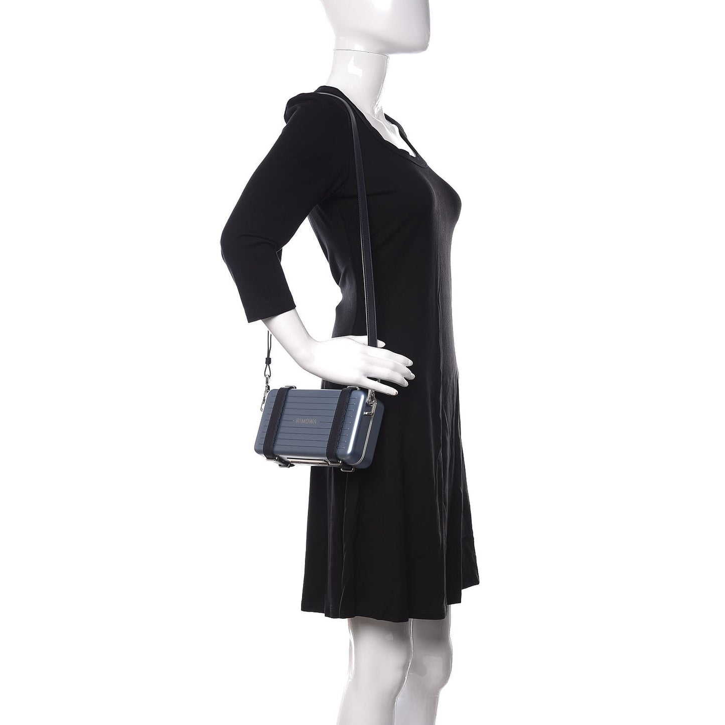 X RIMOWA Aluminum Personal Clutch On Strap Bleu