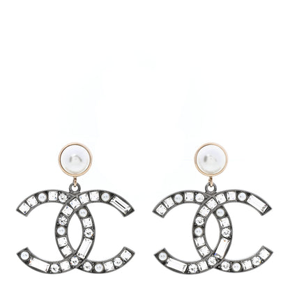 Chanel Crystal Baguette Pearl Bright Young Things CC Drop Earrings Silver 1 of 4