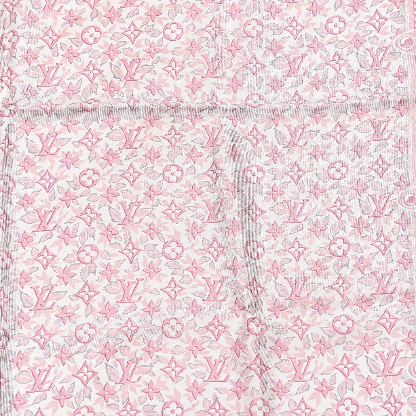 Silk Monogram Trunk Floral Print Square Scarf Rose Poudre