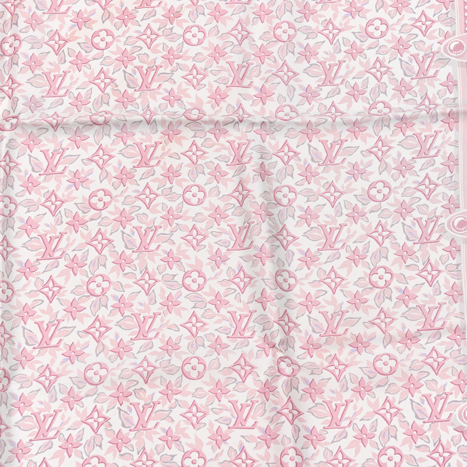 Louis Vuitton Silk Monogram Trunk Floral Print Square Scarf Rose Poudre 3 of 5