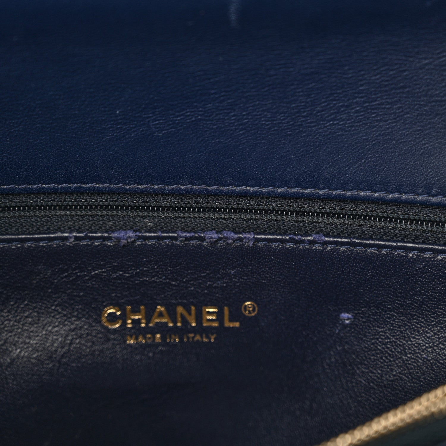Chanel Aged Calfskin Elaphe Chevron Quilted Small Coco Handle Flap Navy 11 of 16