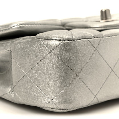 Chanel Metallic Lambskin Quilted Extra Mini Rectangular Flap Silver 10 of 11