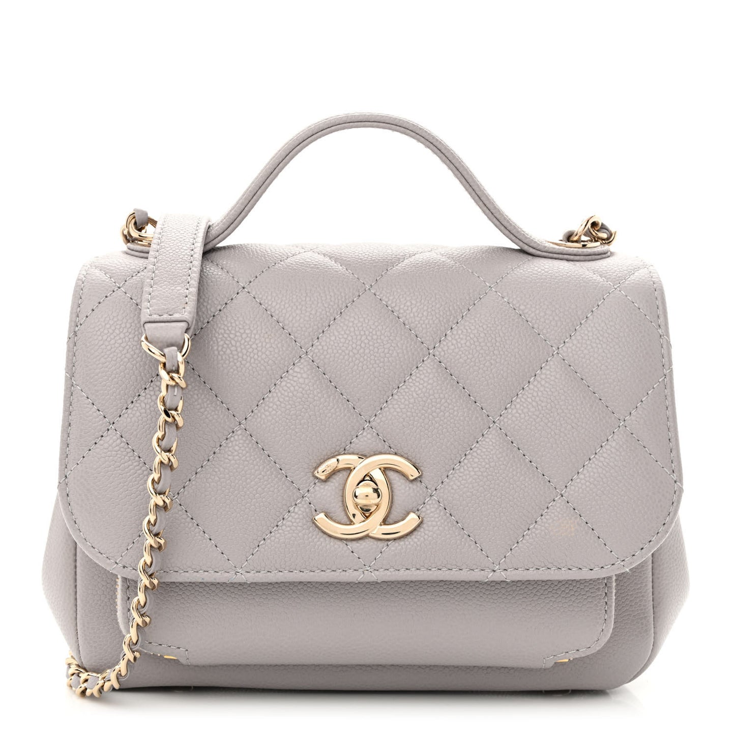 Caviar Quilted Small Business Affinity Flap Grey