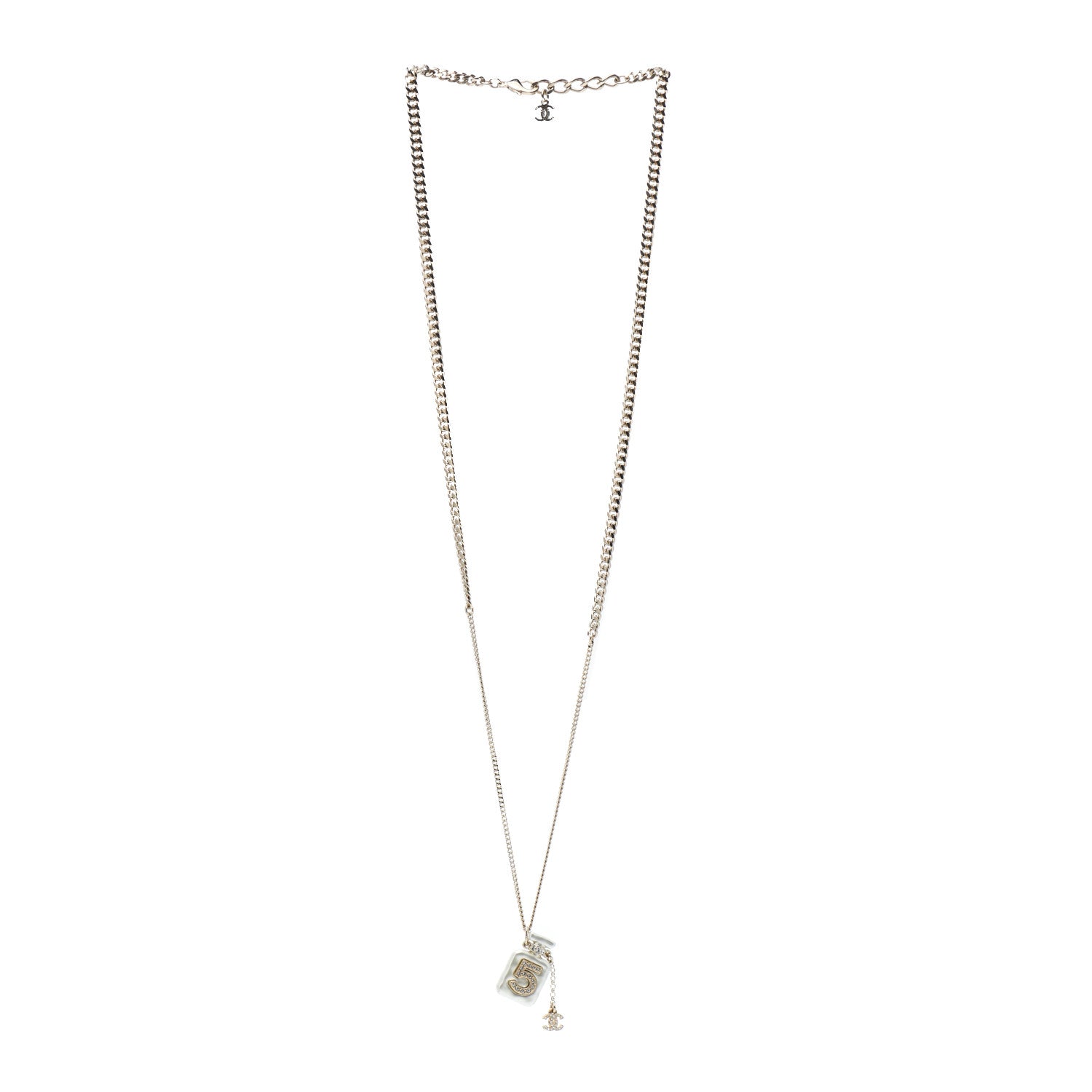 Chanel Resin Crystal CC No 5 Perfume Bottle Necklace 3 of 4