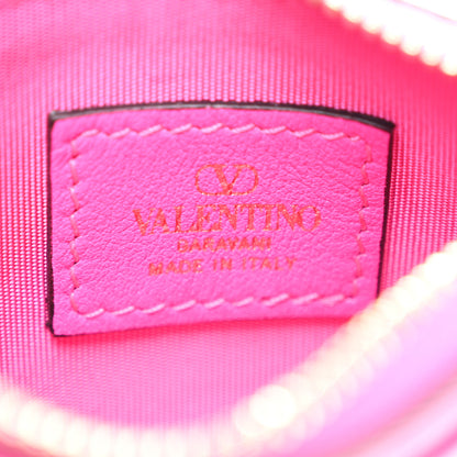 Valentino Garavani Nappa Tonal Monochrome Rockstud Coin Case Card Holder Pink PP 6 of 7