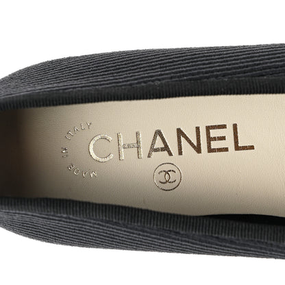 Chanel Embroidered Fabric Cap Toe CC Ballerina Flats 35.5 Black 6 of 9