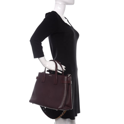 Burberry Derby Calfskin House Check Medium Banner Tote Burgundy 3 of 15