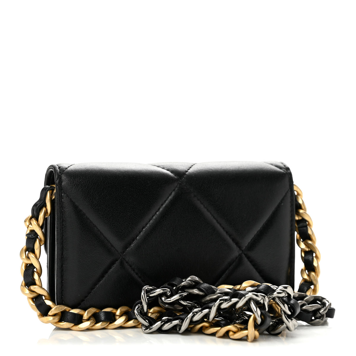 Lambskin Quilted Chanel 19 Clutch With Chain Black