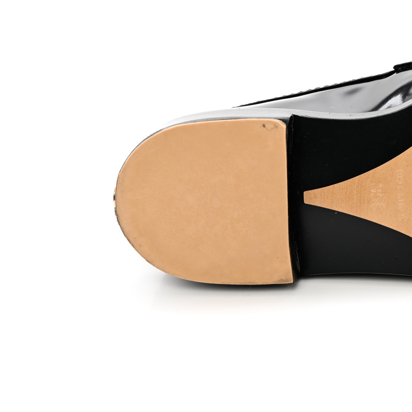 Shiny Calfskin Logo Loafers 35 Black