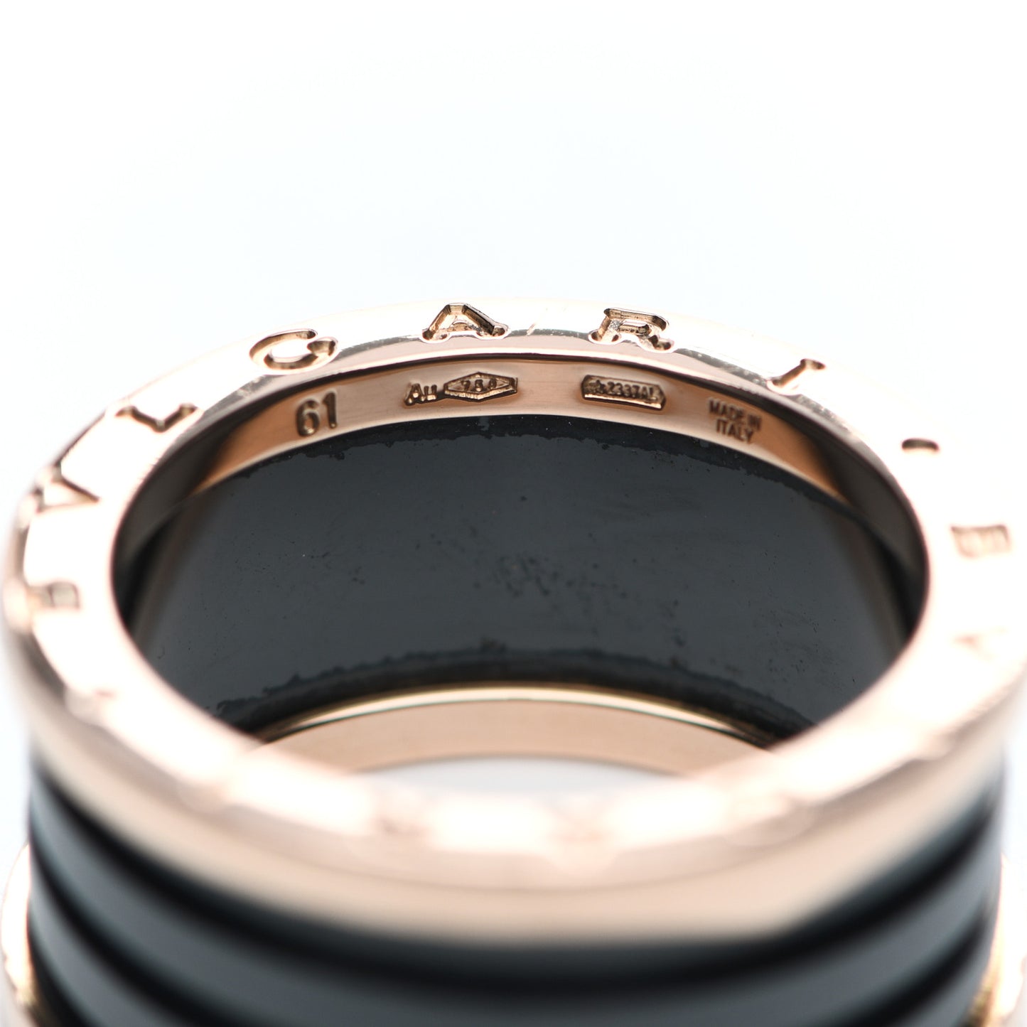 18K Rose Gold Black Ceramic B.Zero1 Four-Band Ring 61 9.5