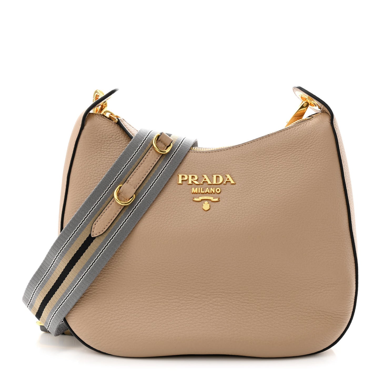 Vitello Phenix Zippered Messenger Hobo Cammeo