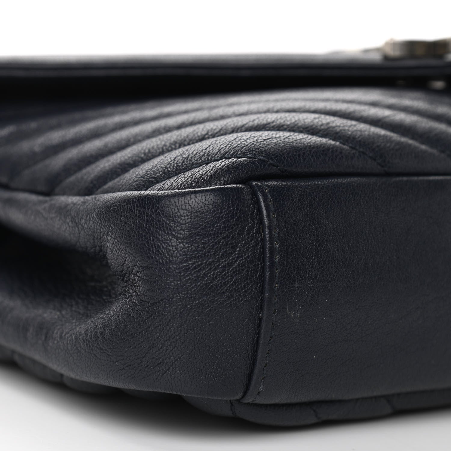 Saint Laurent Sheepskin Matelasse Chevron Monogram Medium College Bag Deep Marine 9 of 10