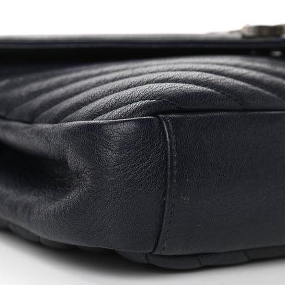 Saint Laurent Sheepskin Matelasse Chevron Monogram Medium College Bag Deep Marine 9 of 10
