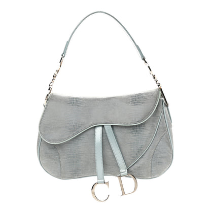 Christian Dior Lizard Double Saddle Bag Blue 1 of 11
