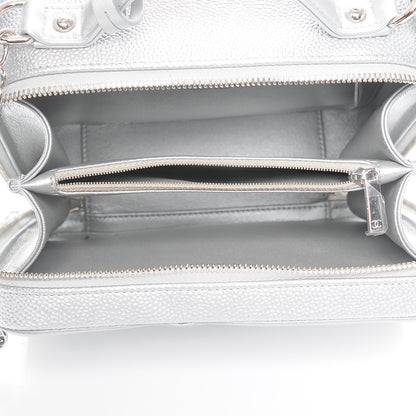 Chanel Metallic Caviar Quilted Medium CC Filigree Vanity Case Silver 6 of 9