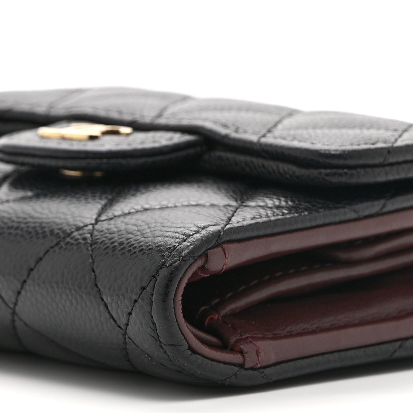 Caviar Quilted Compact Flap Wallet Black