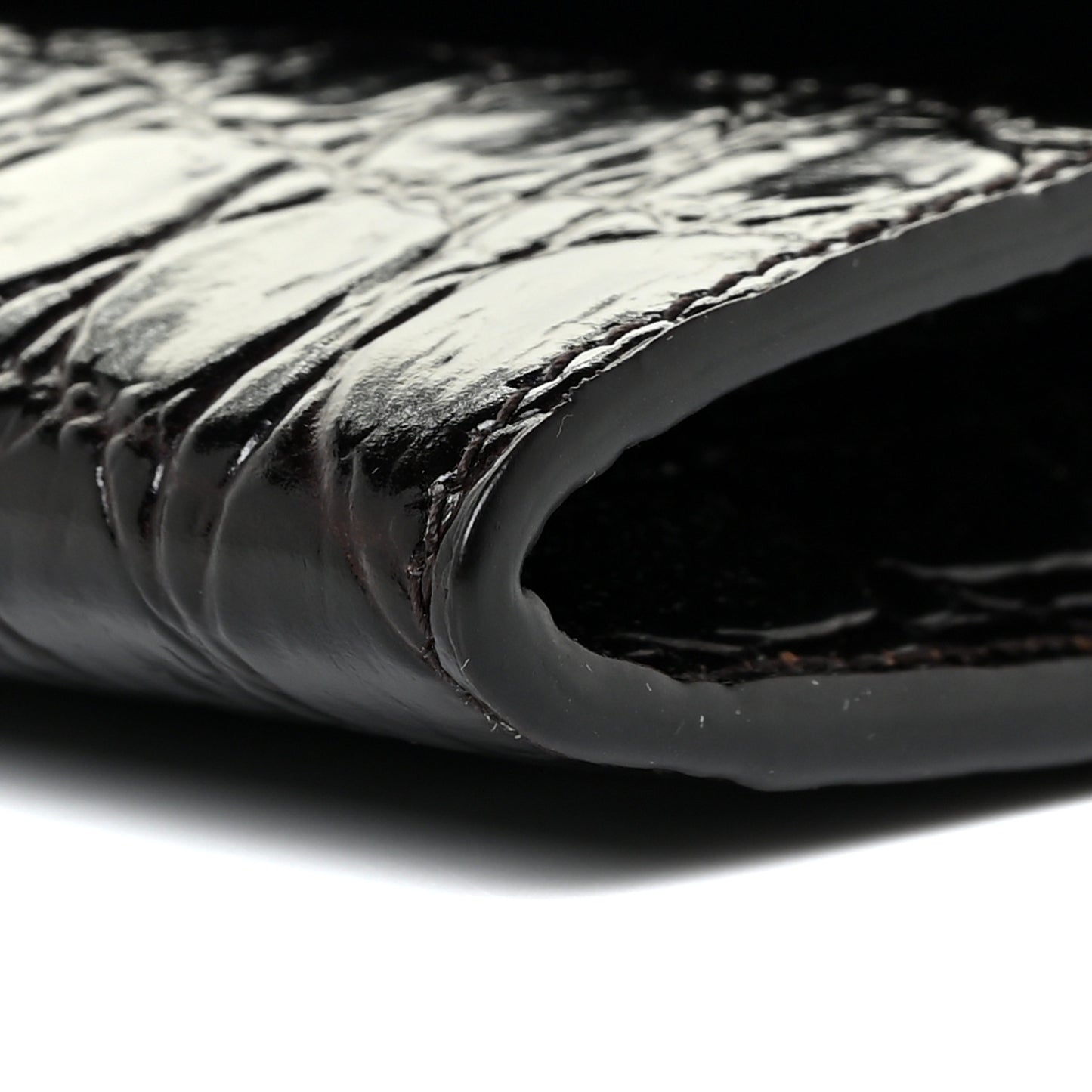 Calfskin Crocodile Embossed Monogram Uptown Chain Wallet Fondente
