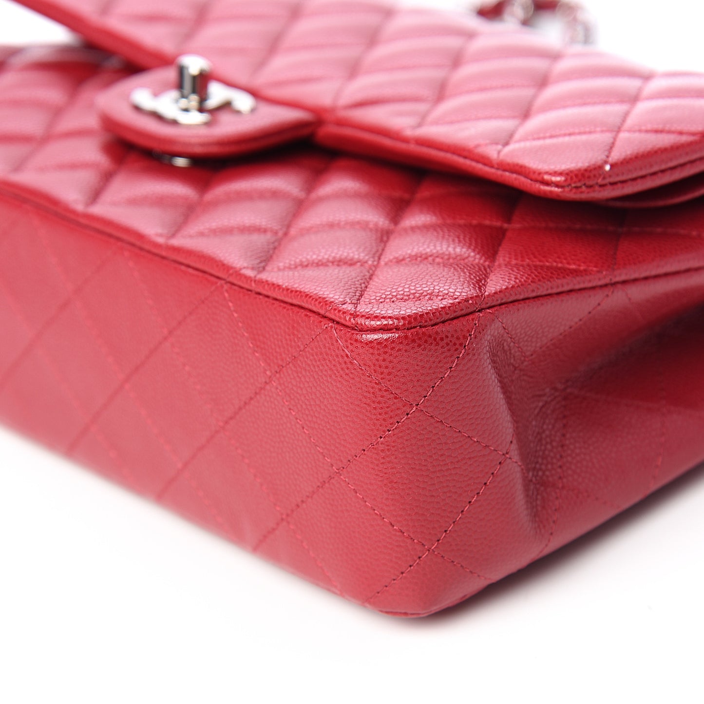 Caviar Quilted Medium Double Flap Dark Pink