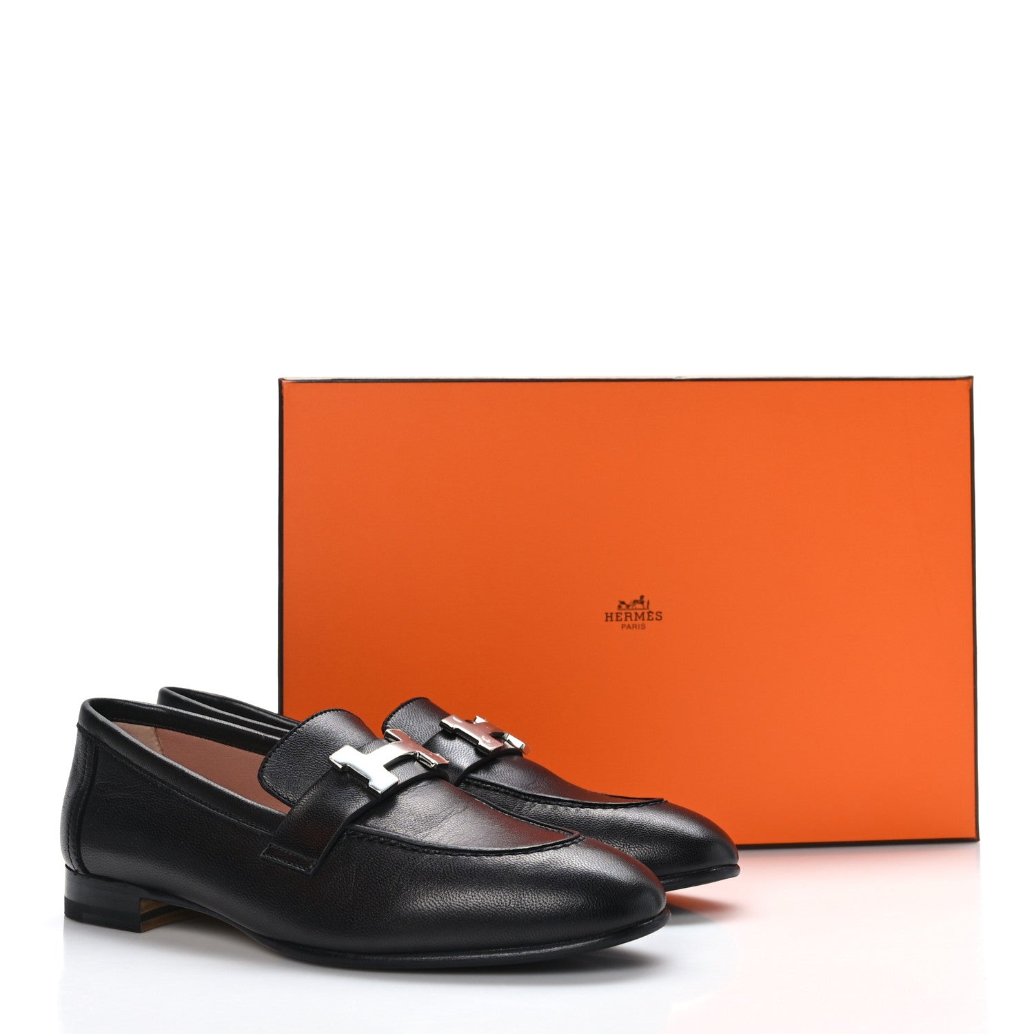 Hermes Goatskin Womens Paris Loafers 36 Black 9 of 9