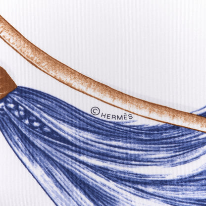 Hermes Silk Projets Carres Au Crayon Scarf 90 Bleu Marine White Indigo 4 of 4