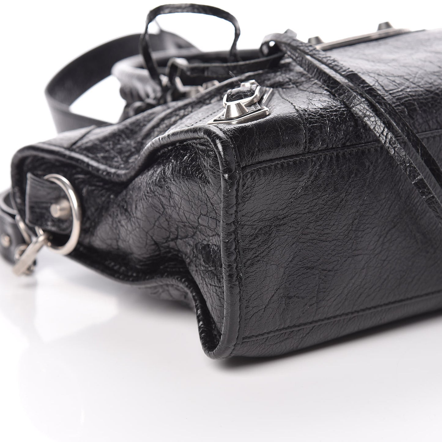 Chevre Silver Metallic Edge Hardware S City Black