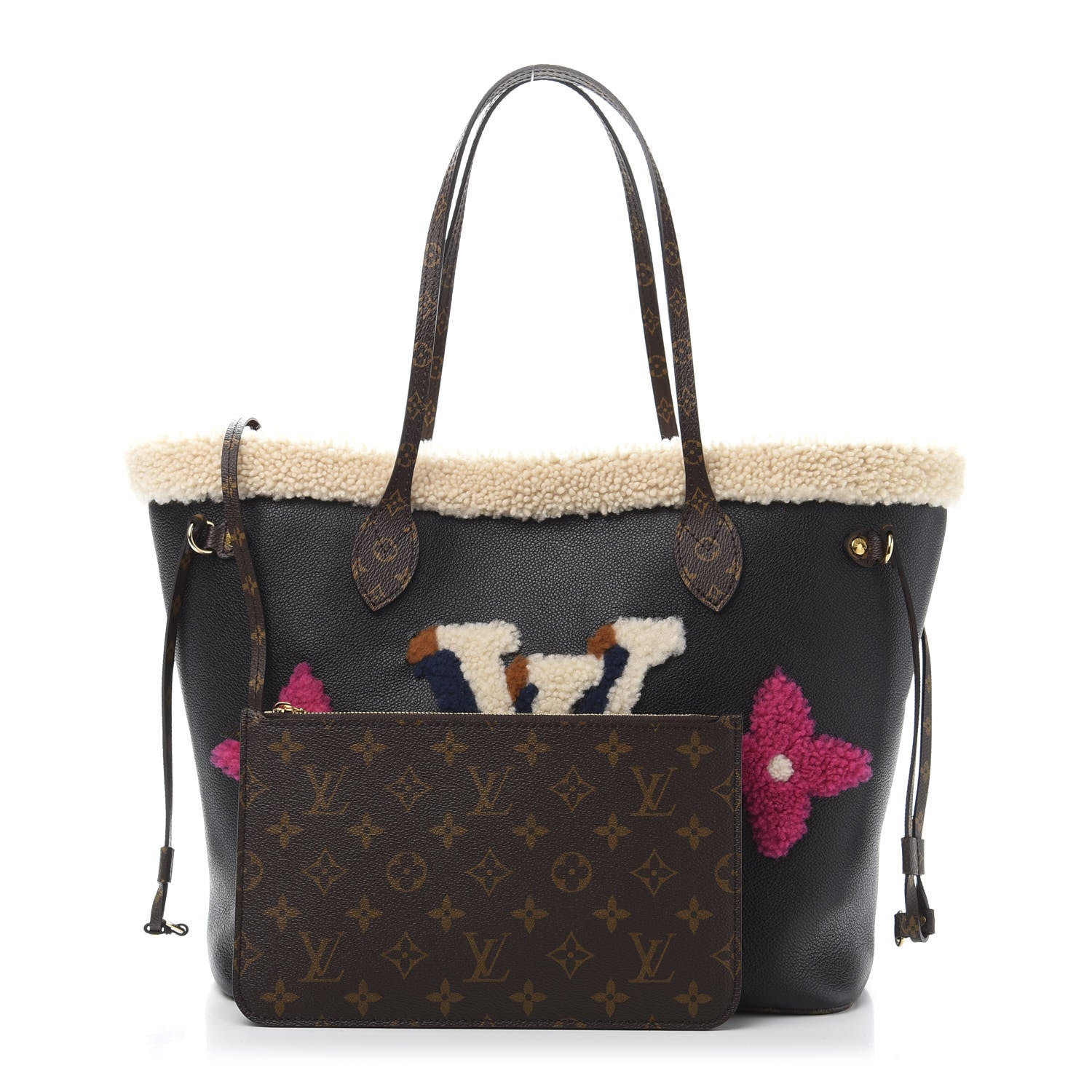Louis Vuitton Calfskin Monogram Teddy Neverfull MM Black 1 of 13